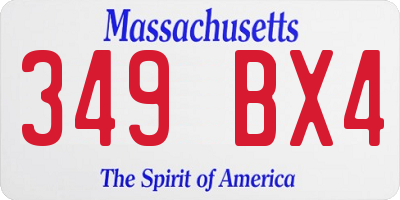MA license plate 349BX4