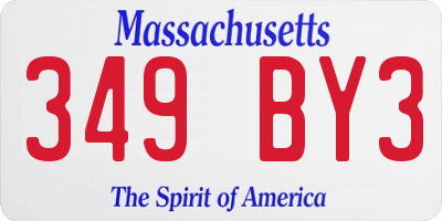 MA license plate 349BY3