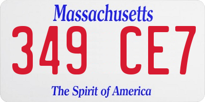 MA license plate 349CE7