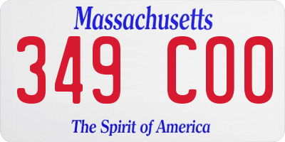 MA license plate 349CO0