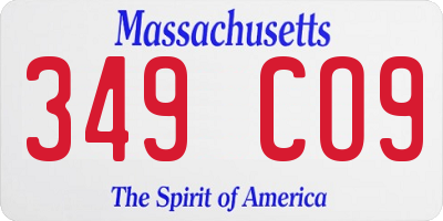 MA license plate 349CO9