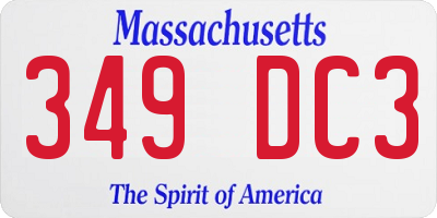 MA license plate 349DC3
