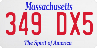 MA license plate 349DX5