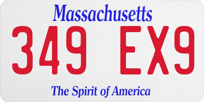 MA license plate 349EX9