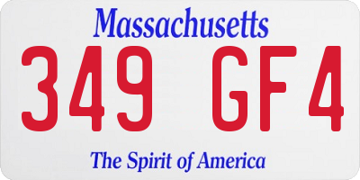 MA license plate 349GF4