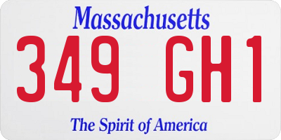 MA license plate 349GH1