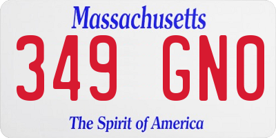 MA license plate 349GN0