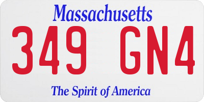 MA license plate 349GN4