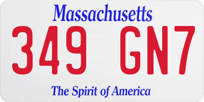 MA license plate 349GN7