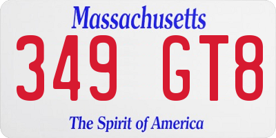 MA license plate 349GT8