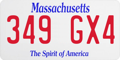 MA license plate 349GX4