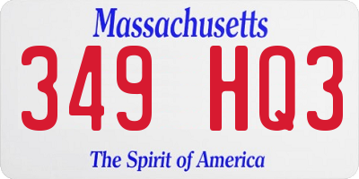 MA license plate 349HQ3