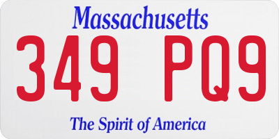MA license plate 349PQ9