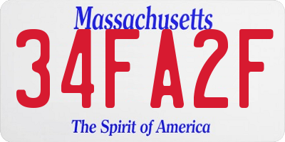 MA license plate 34FA2F