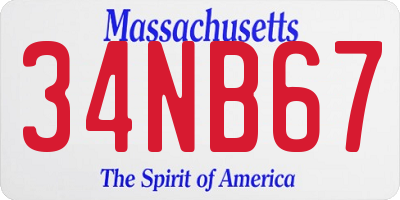 MA license plate 34NB67