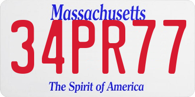 MA license plate 34PR77