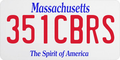 MA license plate 351CBRS