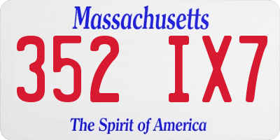 MA license plate 352IX7