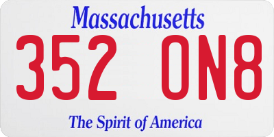 MA license plate 352ON8