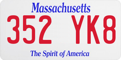 MA license plate 352YK8