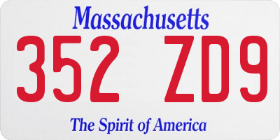 MA license plate 352ZD9
