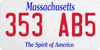 MA license plate 353AB5