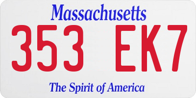 MA license plate 353EK7