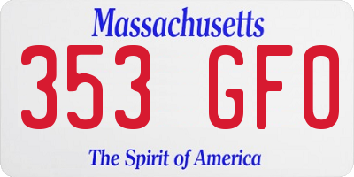 MA license plate 353GF0