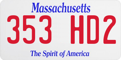 MA license plate 353HD2