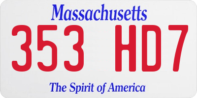 MA license plate 353HD7