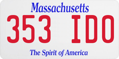 MA license plate 353ID0