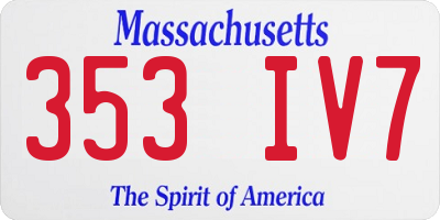 MA license plate 353IV7