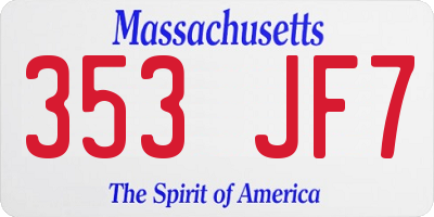 MA license plate 353JF7