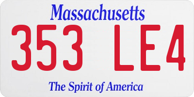 MA license plate 353LE4