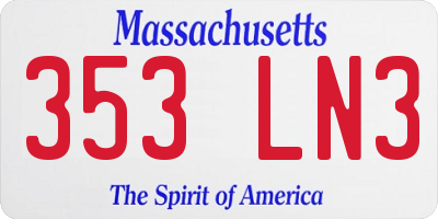 MA license plate 353LN3