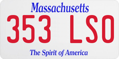 MA license plate 353LS0