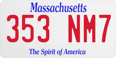MA license plate 353NM7
