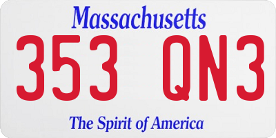 MA license plate 353QN3