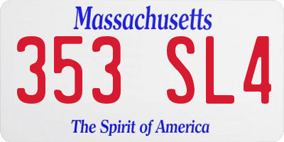 MA license plate 353SL4