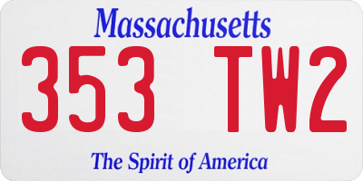 MA license plate 353TW2