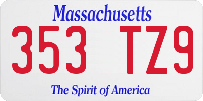 MA license plate 353TZ9