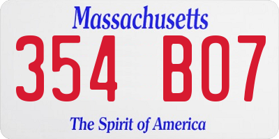 MA license plate 354BO7