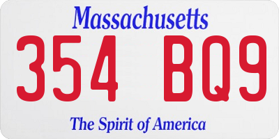 MA license plate 354BQ9