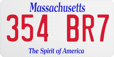 MA license plate 354BR7