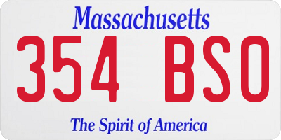 MA license plate 354BS0
