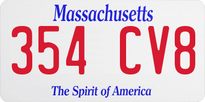 MA license plate 354CV8