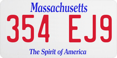 MA license plate 354EJ9
