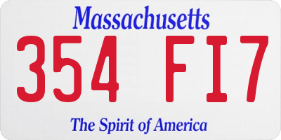 MA license plate 354FI7