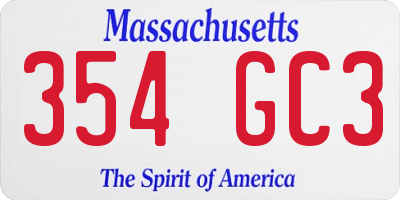 MA license plate 354GC3