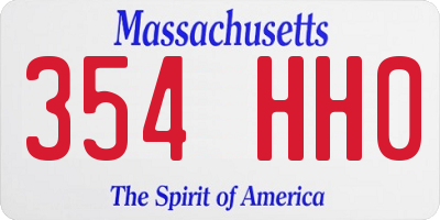 MA license plate 354HH0